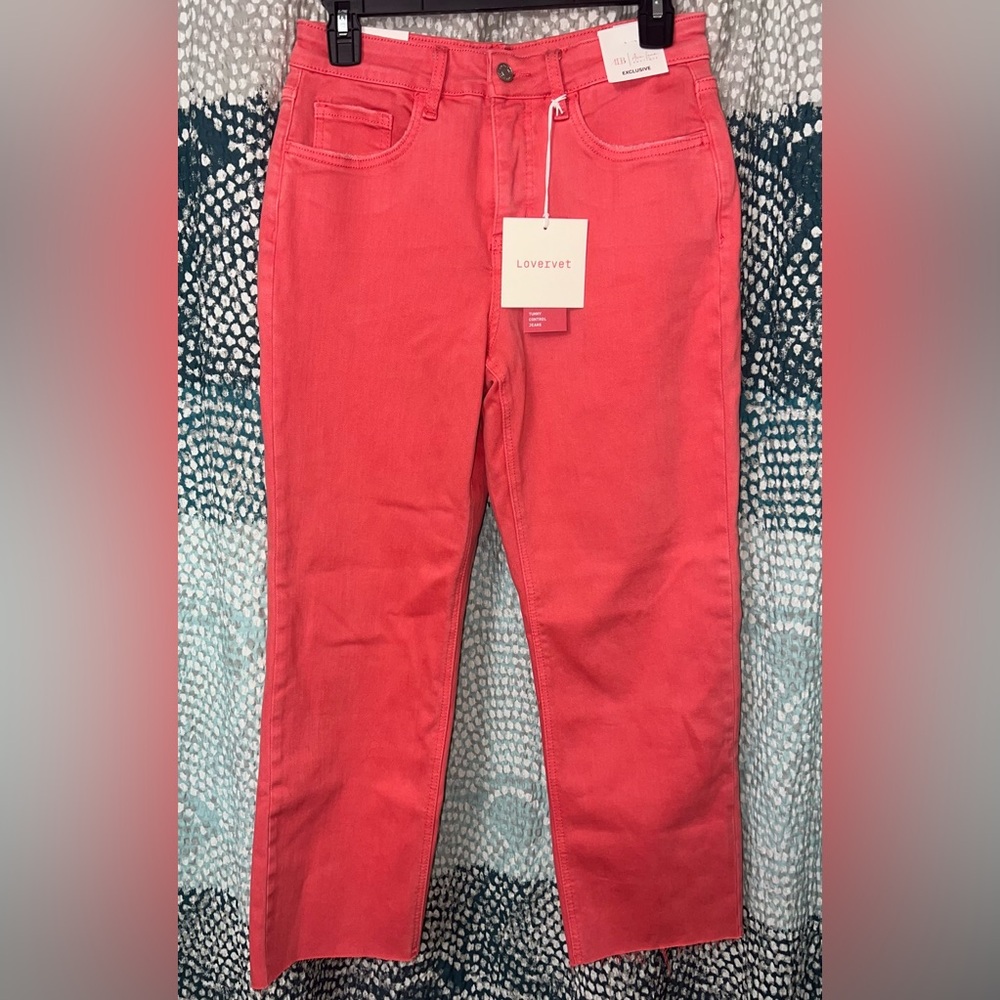 Lovervet Women's Straight Leg Jeans - Coral in color